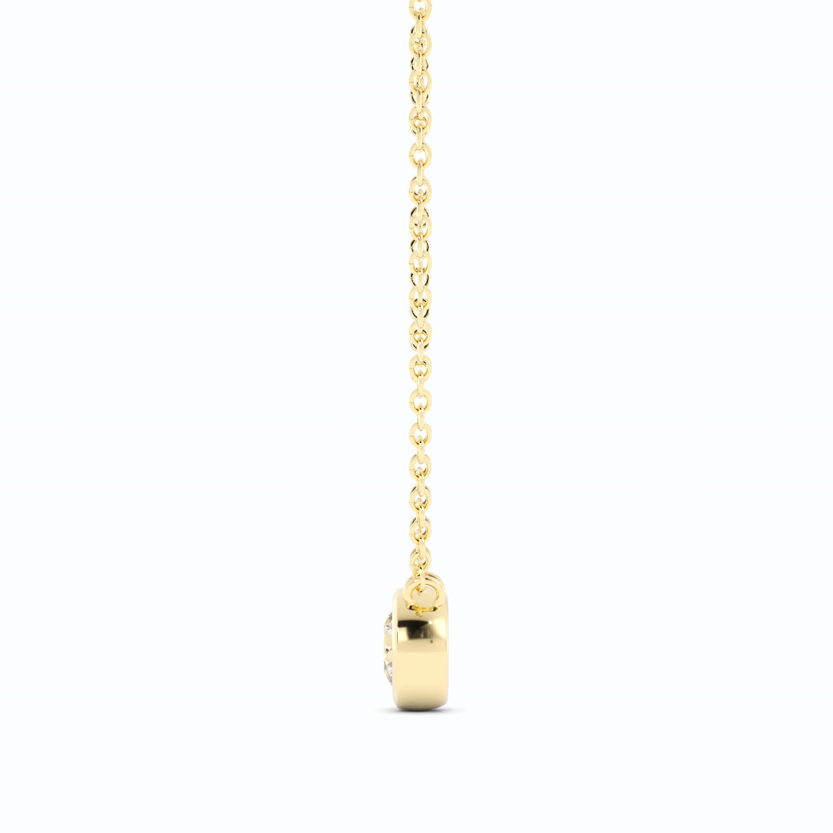 0.5ct Lab Grown Diamond Round Bezel Solitiare 14K Yellow Gold Necklace