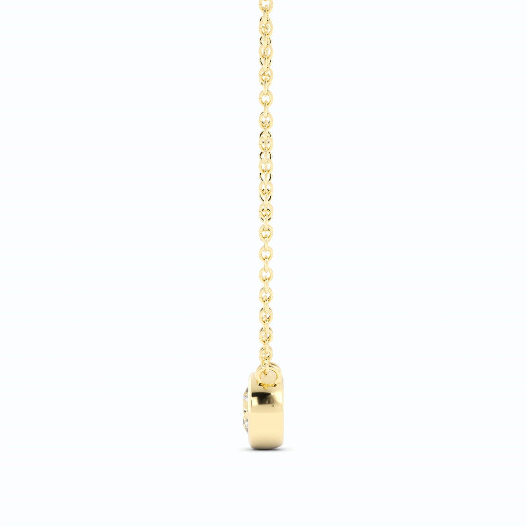 0.5ct Lab Grown Diamond Round Bezel Solitiare 14K Yellow Gold Necklace