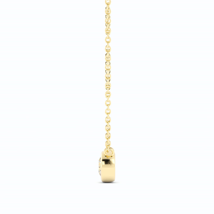 0.5ct Lab Grown Diamond Round Bezel Solitiare 14K Yellow Gold Necklace