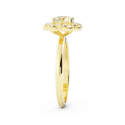 1.0ct Moissanite Round Halo 14K Yellow Gold Engagement Ring