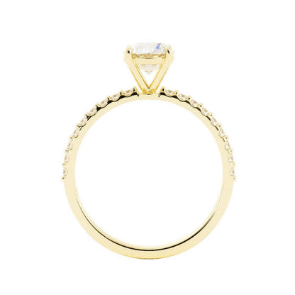 1.0ct Moissanite Pave Solitaire 14K Yellow Gold Engagement Ring