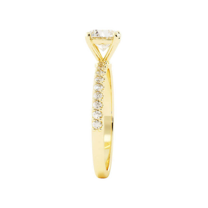 1.0ct Moissanite Pave Solitaire 14K Yellow Gold Engagement Ring