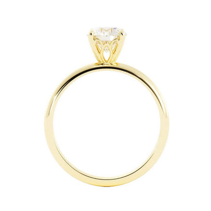1.0ct Moissanite Round Solitaire 14K Yellow Gold Engagement Ring