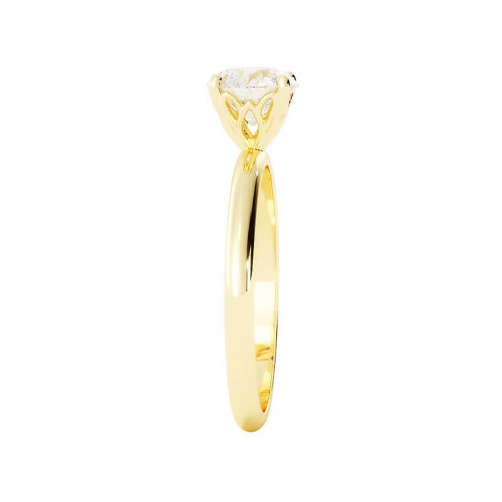 1.0ct Moissanite Round Solitaire 14K Yellow Gold Engagement Ring
