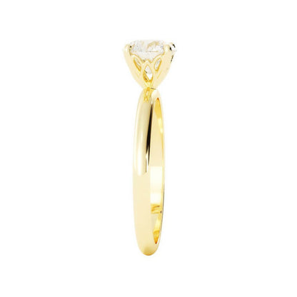 1.0ct Moissanite Round Solitaire 14K Yellow Gold Engagement Ring