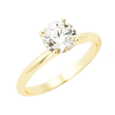 1.0ct Moissanite Round Solitaire 14K Yellow Gold Engagement Ring