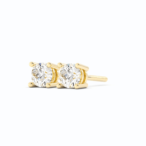 0.25ct Lab Grown Diamond Round Solitaire 14K Yellow Gold Earring