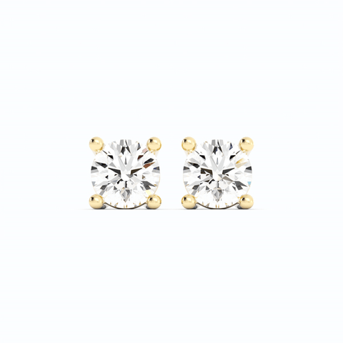 0.25ct Lab Grown Diamond Round Solitaire 14K Yellow Gold Earring