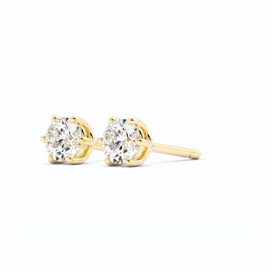 0.25ct Lab Grown Diamond Round 4mm Stud 14K Yellow Gold Earring
