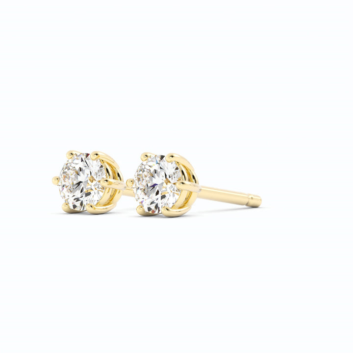 0.25ct Lab Grown Diamond Round 4mm Stud 14K Yellow Gold Earring