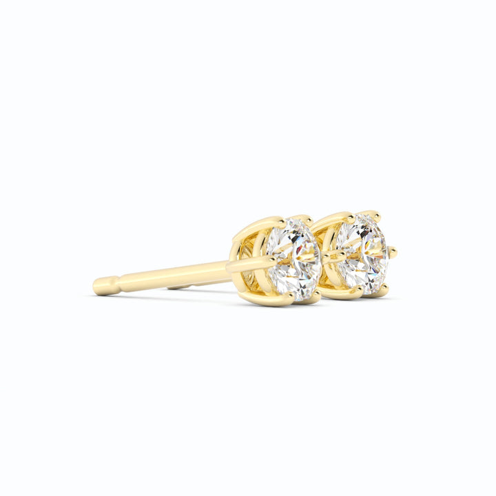 0.25ct Lab Grown Diamond Round 4mm Stud 14K Yellow Gold Earring