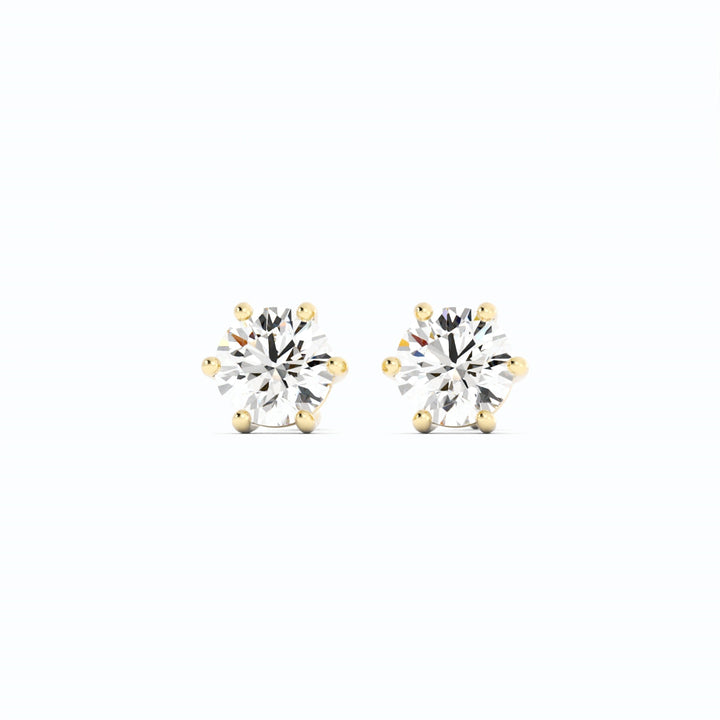 0.25ct Lab Grown Diamond Round 4mm Stud 14K Yellow Gold Earring