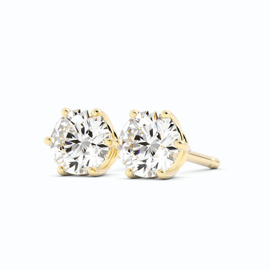 0.5ct Lab Grown Diamond Round 5mm Stud 14K Yellow Gold Earring