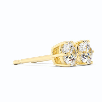 0.5ct Lab Grown Diamond Round 5mm Stud 14K Yellow Gold Earring