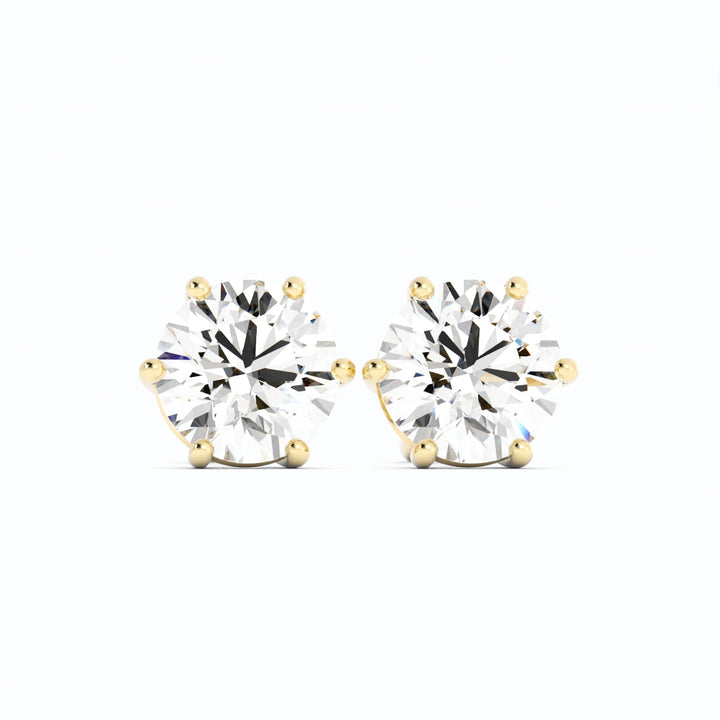 0.5ct Lab Grown Diamond Round 5mm Stud 14K Yellow Gold Earring