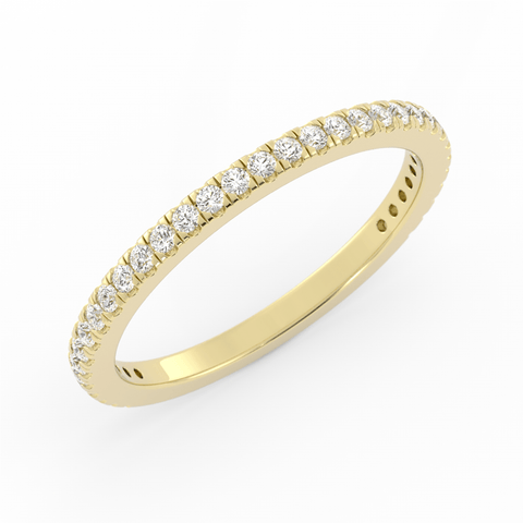 14K Yellow Gold Round Three Quarter Pave Lab Grown Diamond Wedding Band