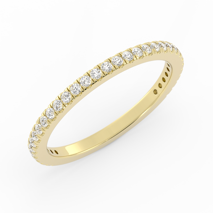 Round Three Quarter Pave Lab Grown Diamond Wedding Band