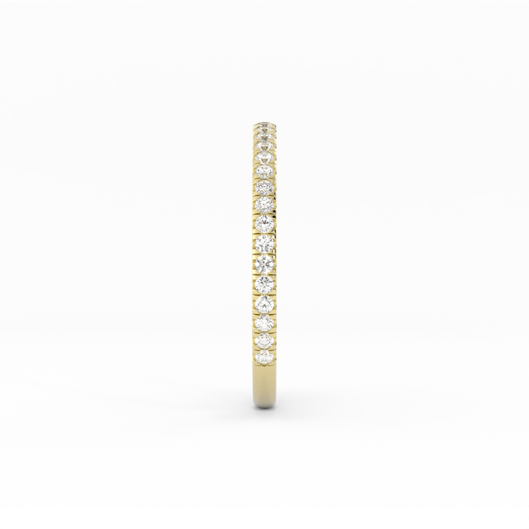 14K Yellow Gold Round Three Quarter Pave Lab Grown Diamond Wedding Band