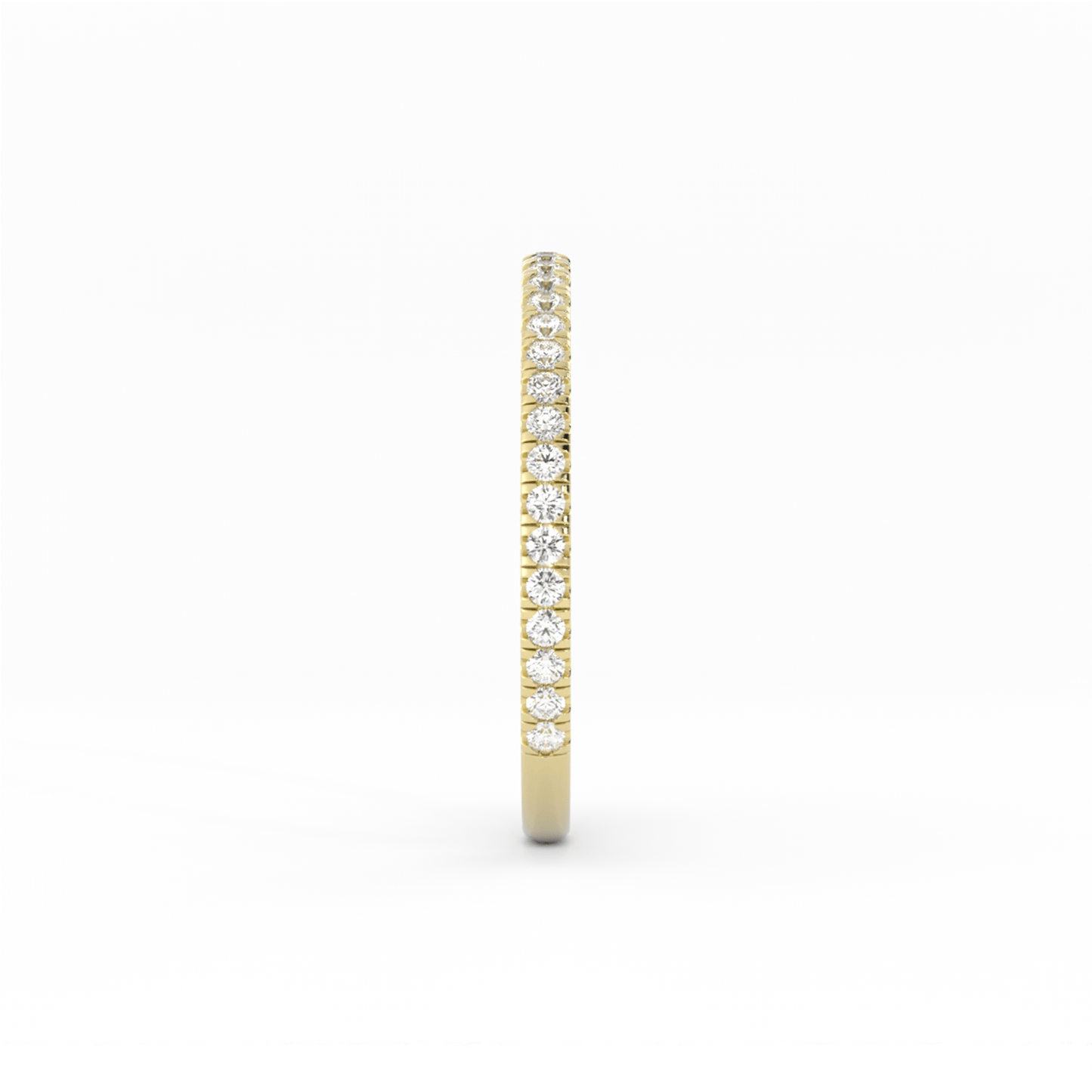 14K Yellow Gold Round Three Quarter Pave Lab Grown Diamond Wedding Band