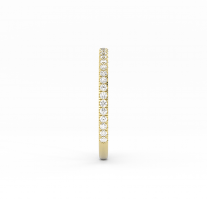 14K Yellow Gold Round Three Quarter Pave Lab Grown Diamond Wedding Band