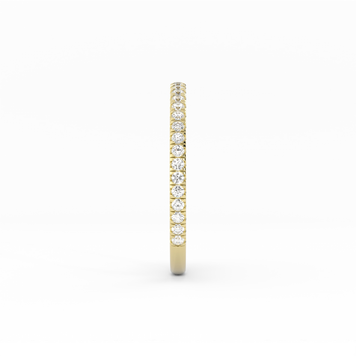 14K Yellow Gold Round Three Quarter Pave Lab Grown Diamond Wedding Band