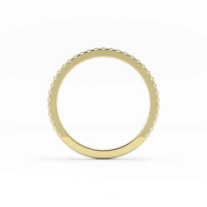 14K Yellow Gold Round Three Quarter Pave Lab Grown Diamond Wedding Band