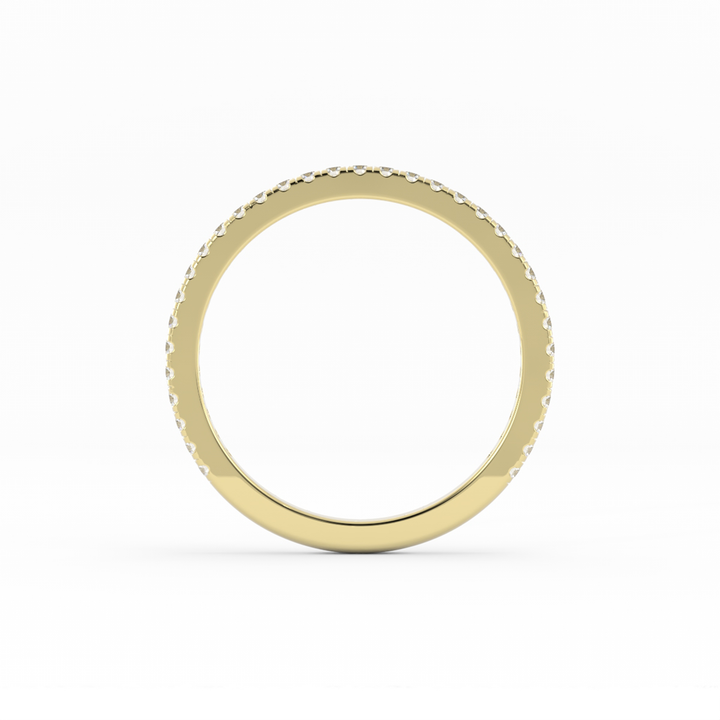 14K Yellow Gold Round Three Quarter Pave Lab Grown Diamond Wedding Band