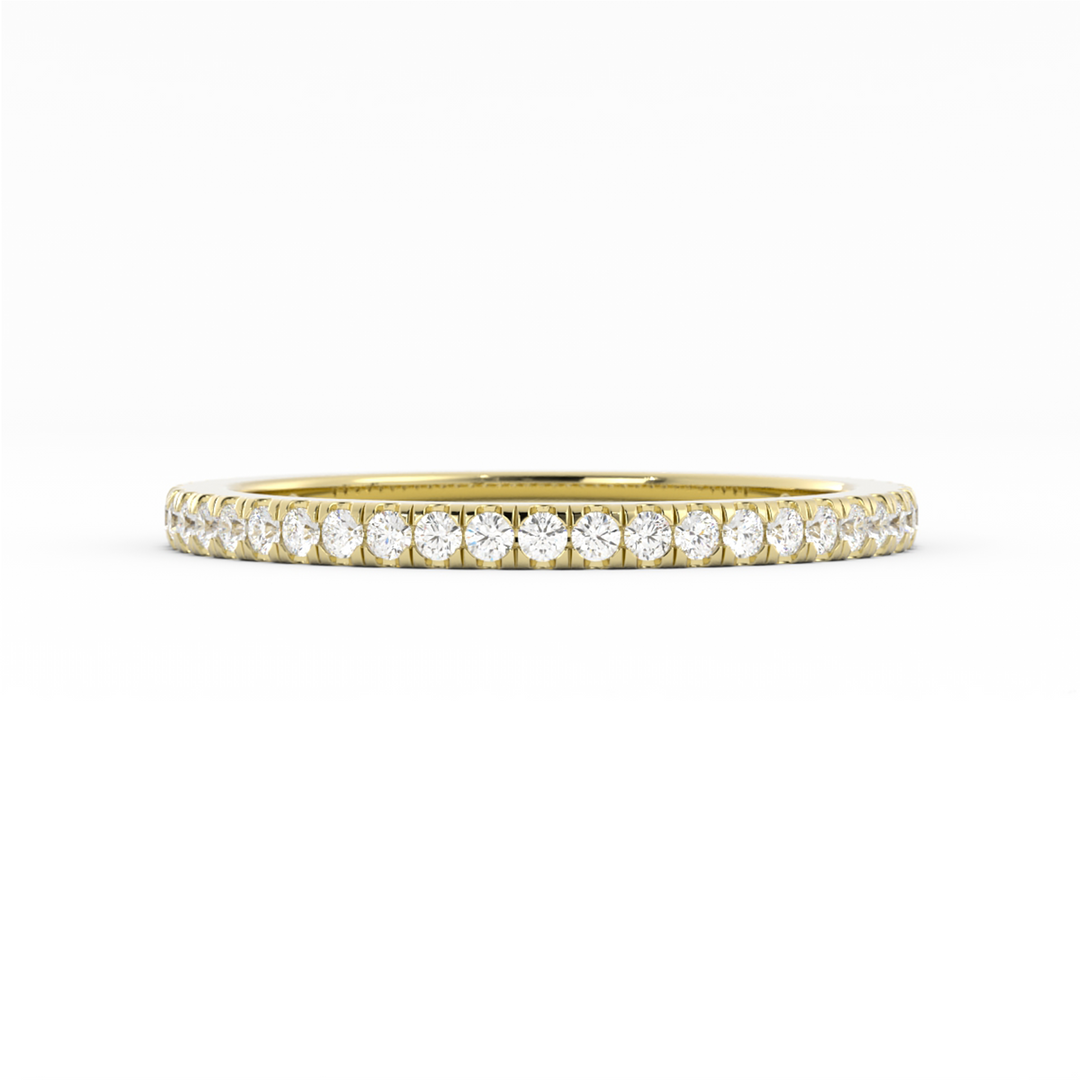 14K Yellow Gold Round Three Quarter Pave Lab Grown Diamond Wedding Band