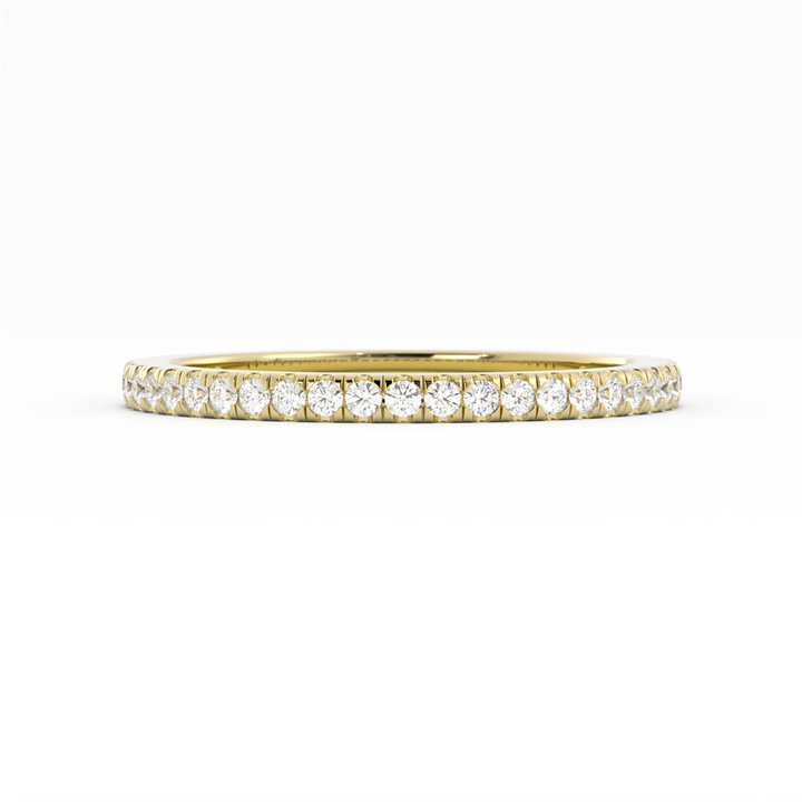 14K Yellow Gold Round Three Quarter Pave Lab Grown Diamond Wedding Band