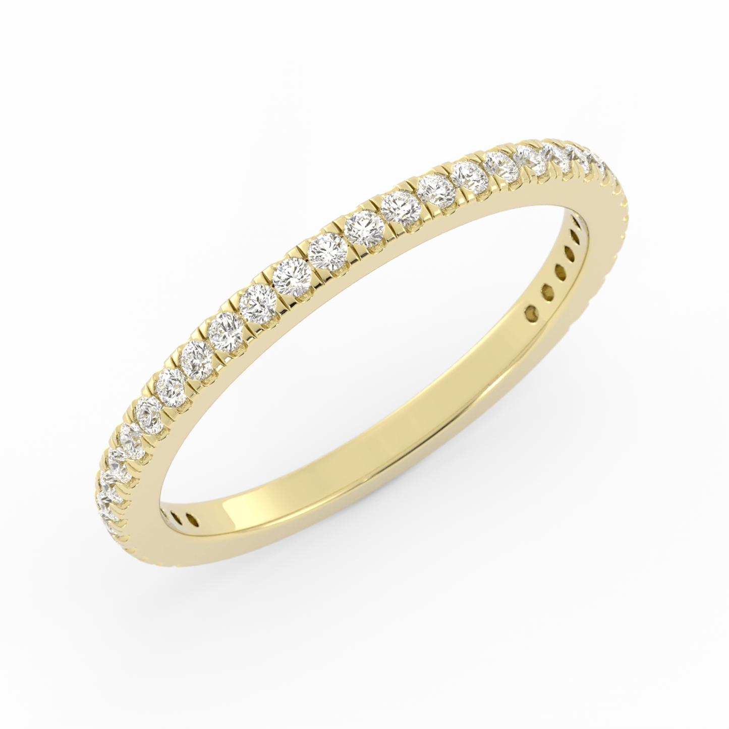 14K Yellow Gold Round Three Quarter Pave Natural Diamond Wedding Band