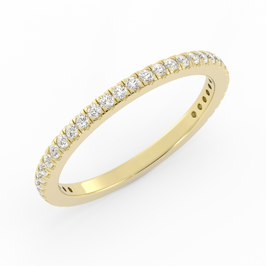 14K Yellow Gold Round Three Quarter Pave Natural Diamond Wedding Band