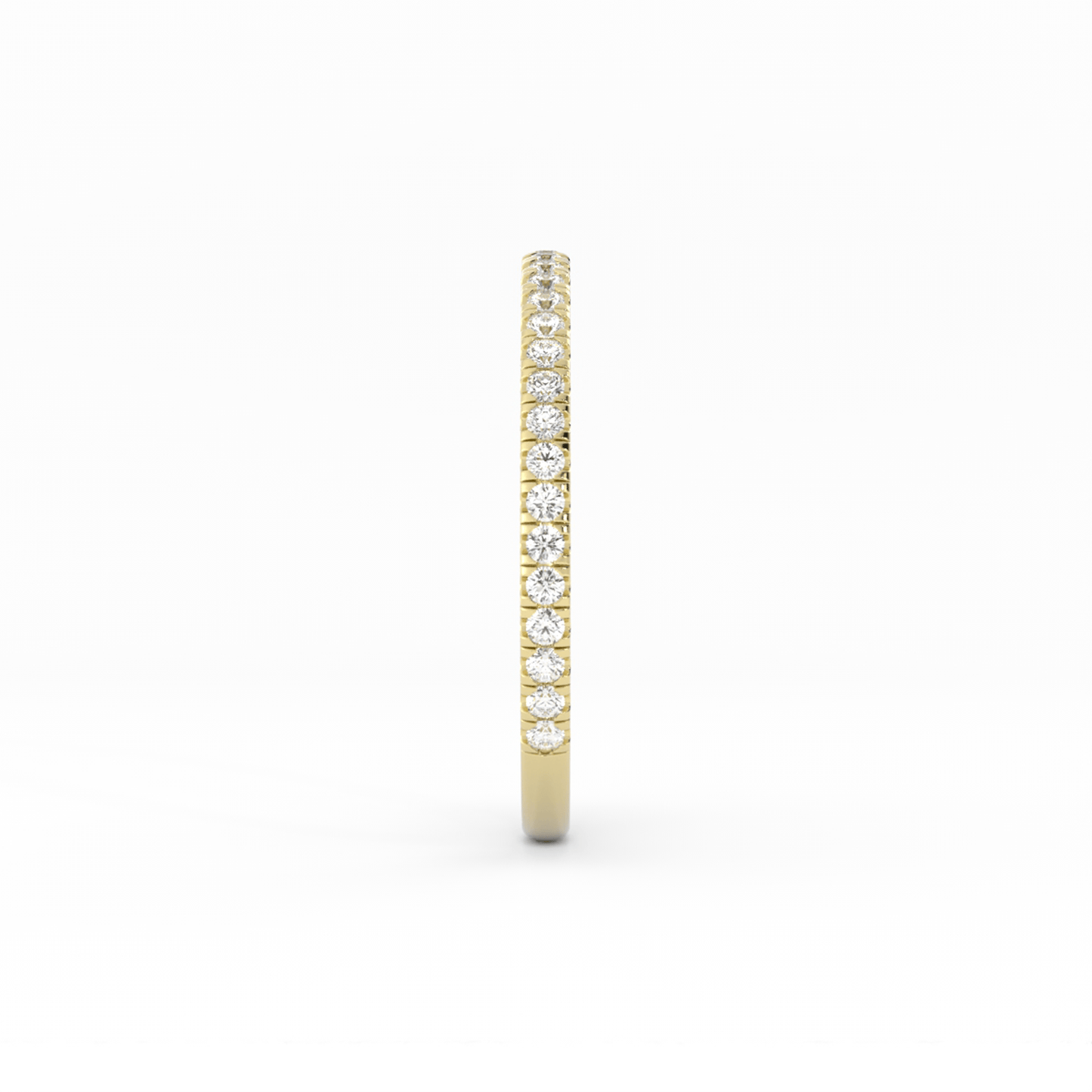 14K Yellow Gold Round Three Quarter Pave Natural Diamond Wedding Band