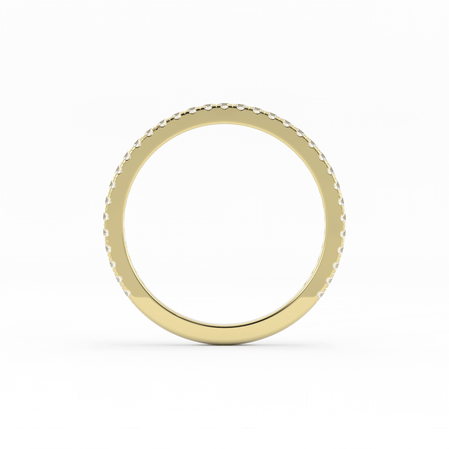 14K Yellow Gold Round Three Quarter Pave Natural Diamond Wedding Band