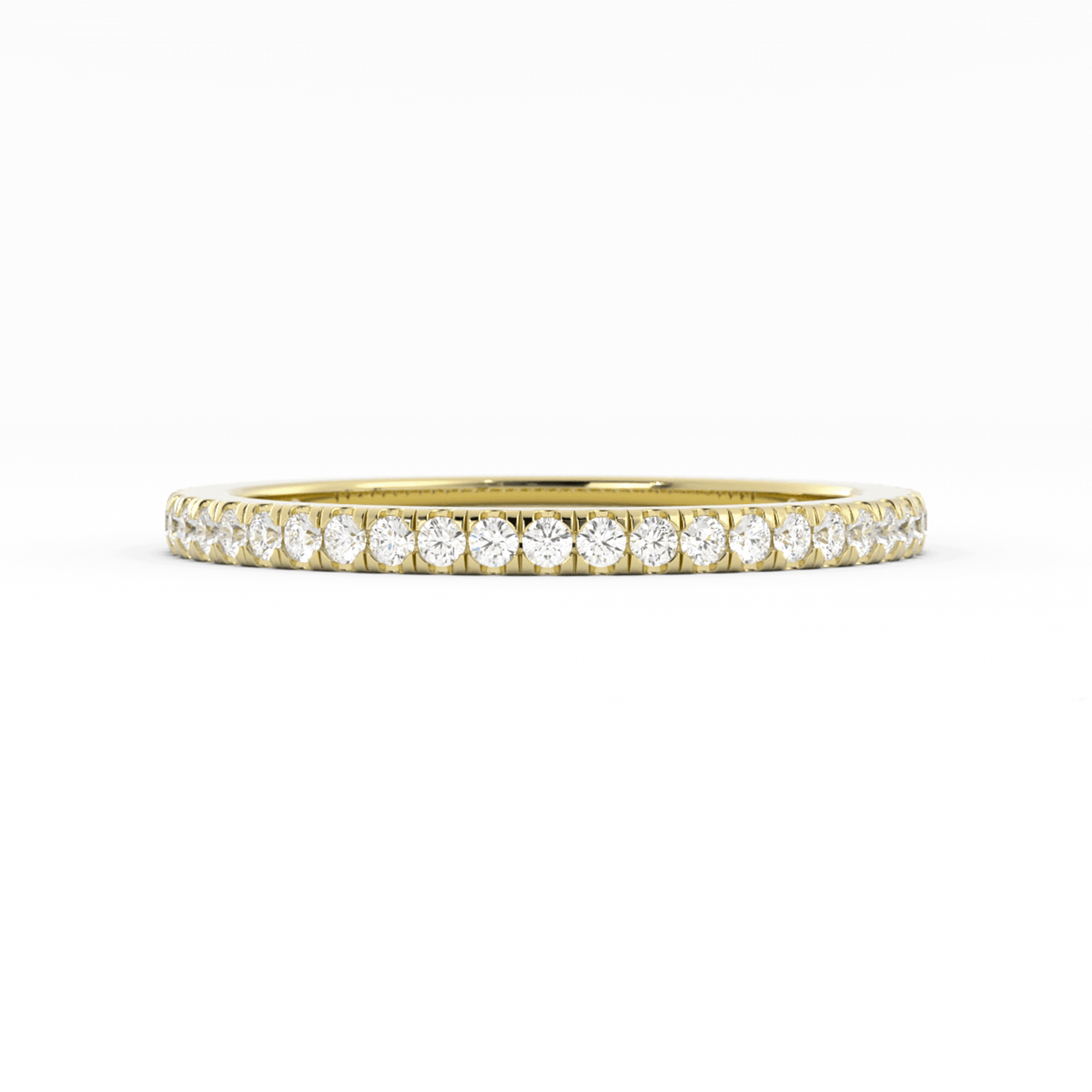 14K Yellow Gold Round Three Quarter Pave Natural Diamond Wedding Band