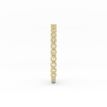 14K Yellow Gold Round Three Quarter Milgrain Natural Diamond Wedding Band
