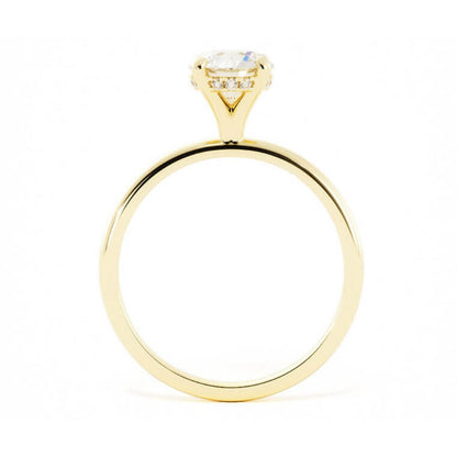 1.0ct Moissanite Round Hidden Halo 14K Yellow Gold Engagement Ring