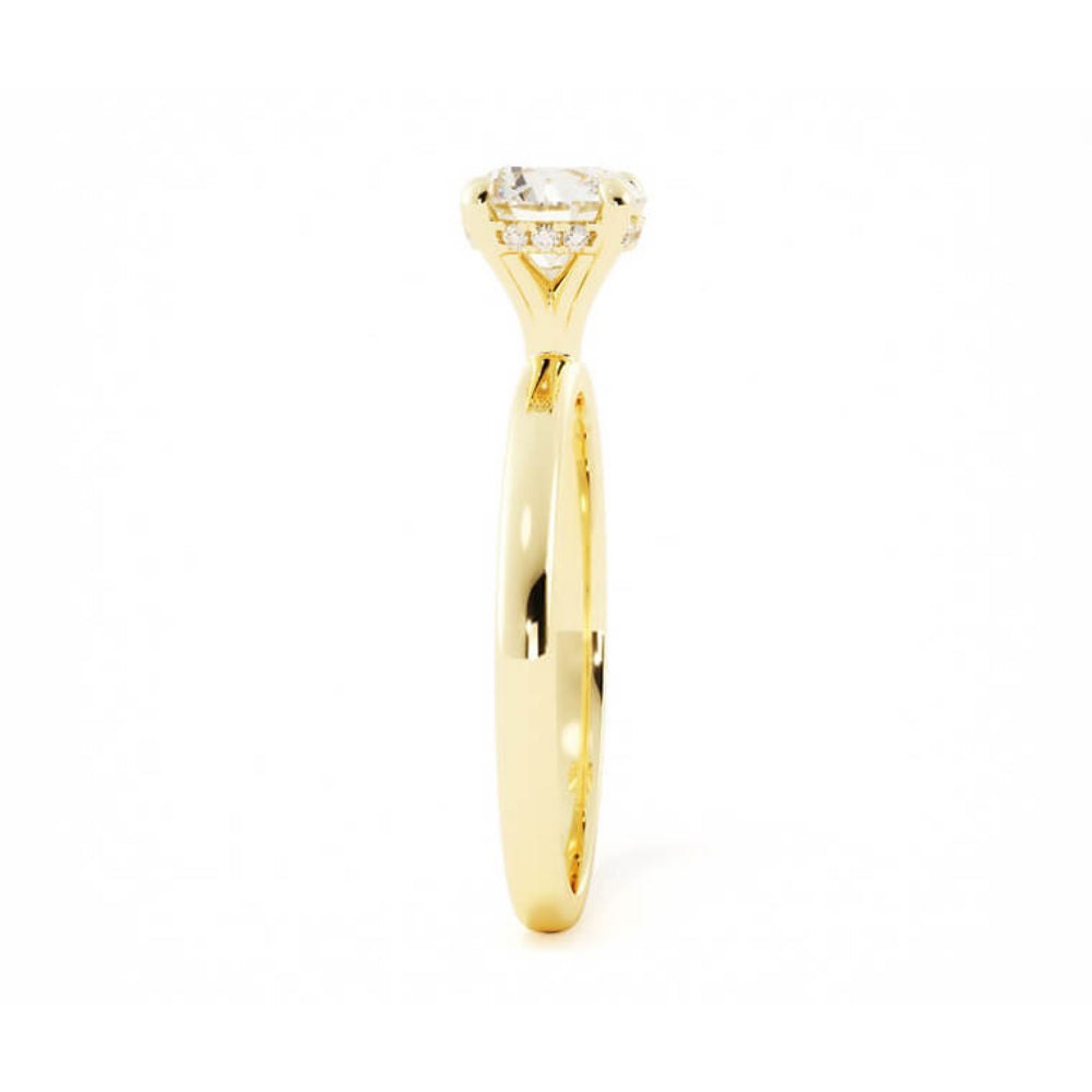 1.0ct Moissanite Round Hidden Halo 14K Yellow Gold Engagement Ring