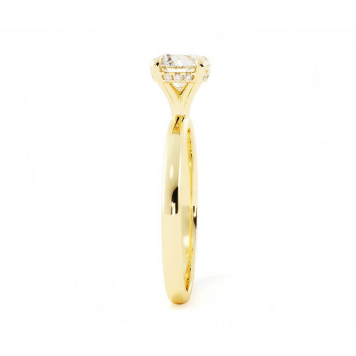 1.0ct Moissanite Round Hidden Halo 14K Yellow Gold Engagement Ring