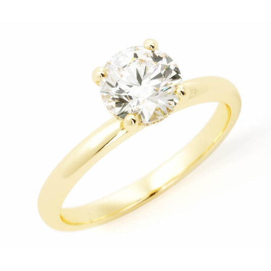 1.0ct Moissanite Round Hidden Halo 14K Yellow Gold Engagement Ring
