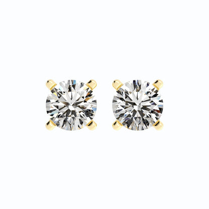 3.87ct Moissanite Round Large Stud 14K Yellow Gold Earring