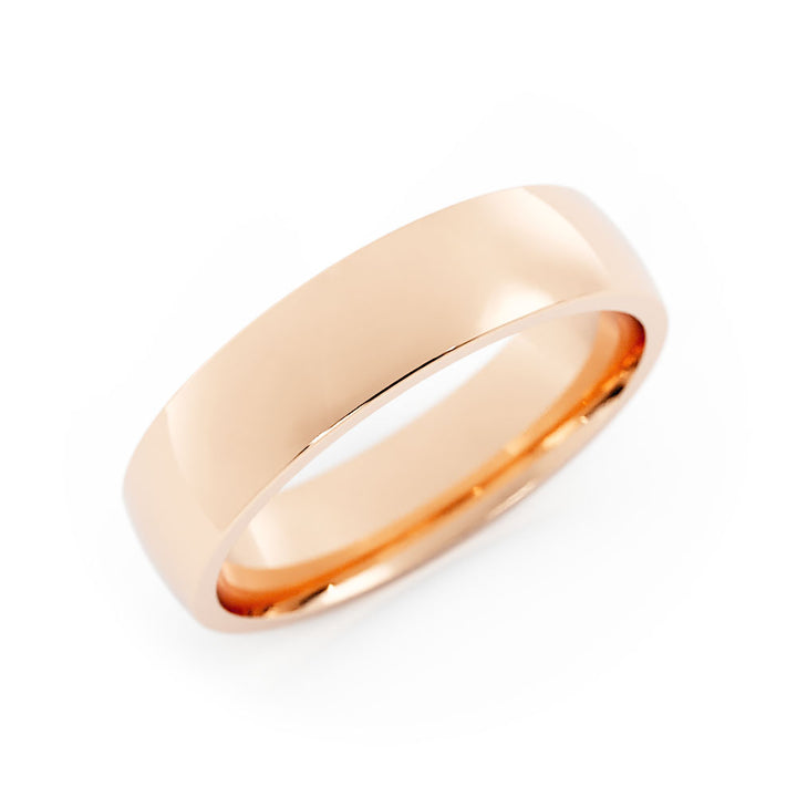18K Rose Gold High Polish Domed 5mm Wedding Band