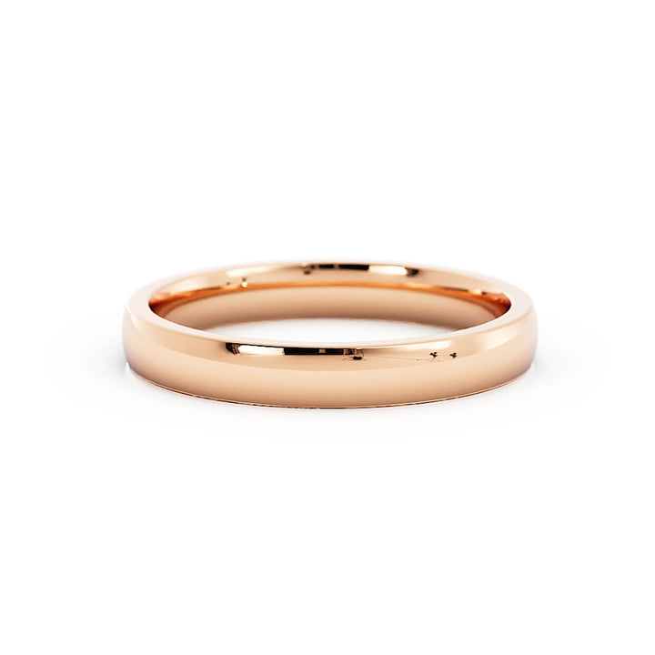 18K Rose Gold High Polish Heavy Domed 3mm Wedding Band