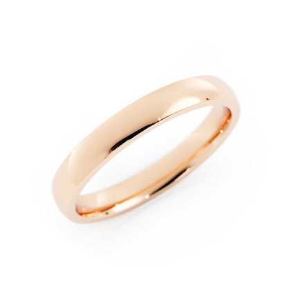 18K Rose Gold 3mm Heavyweight Domed Comfort Fit Wedding Band