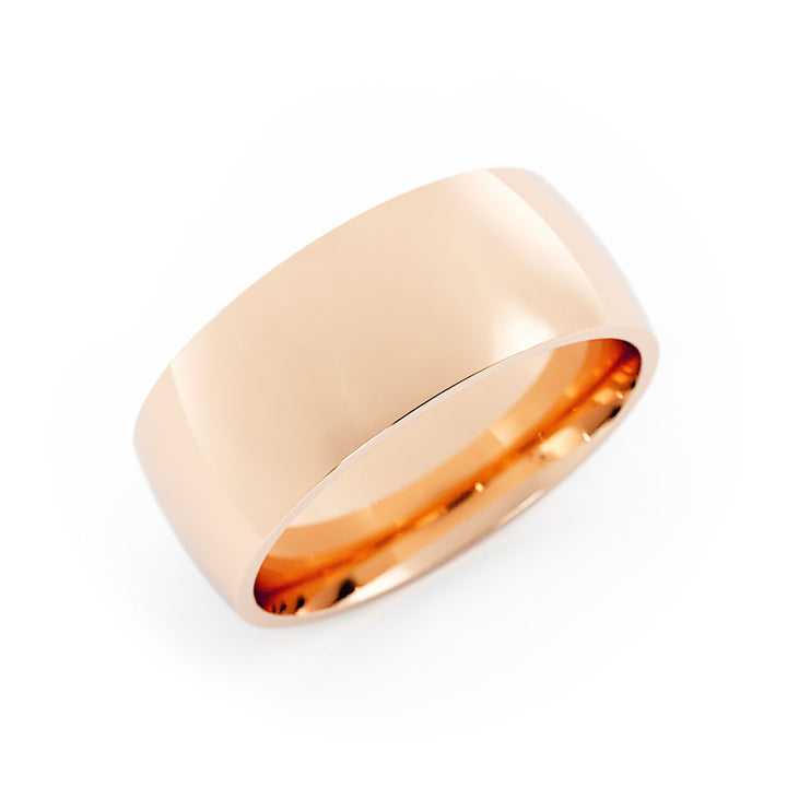 18K Rose Gold High Polish Heavy Domed 8mm Wedding Band