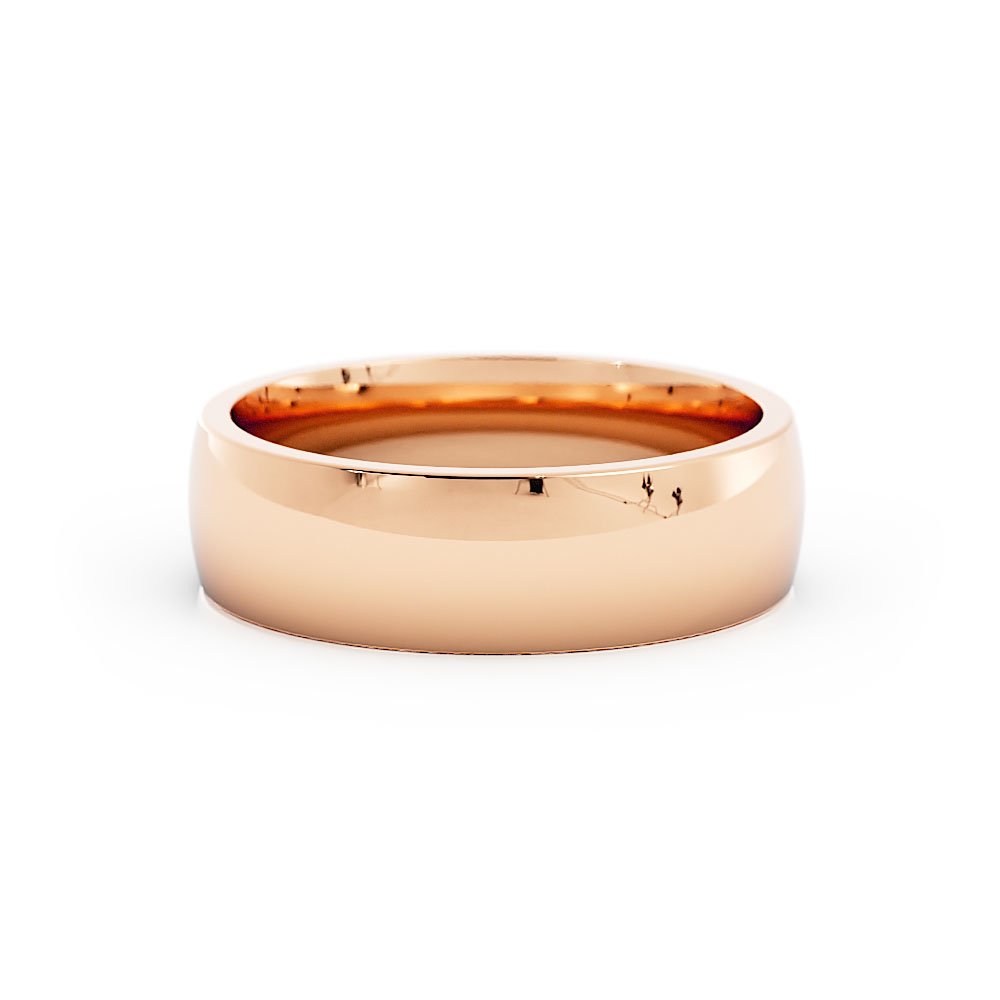 18K Rose Gold 6mm Lightweight Domed Comfort Fit Wedding Band