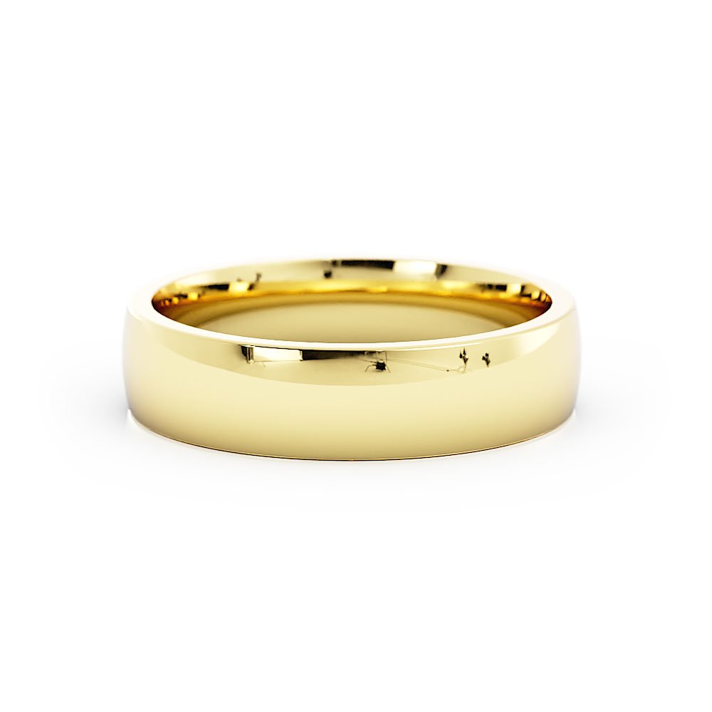 18K Yellow Gold 5mm Mid-Weight Domed Comfort Fit Wedding Band