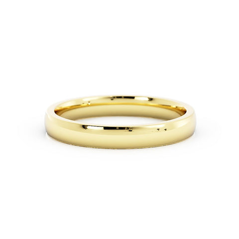 18K Yellow Gold 3mm Lightweight Domed Comfort Fit Wedding Band