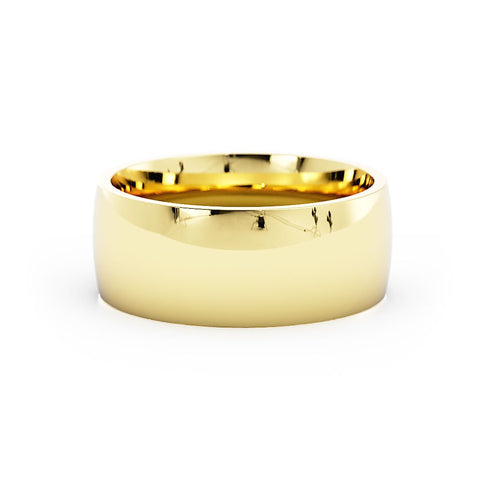 18K Yellow Gold 8mm Lightweight Domed Comfort Fit Wedding Band