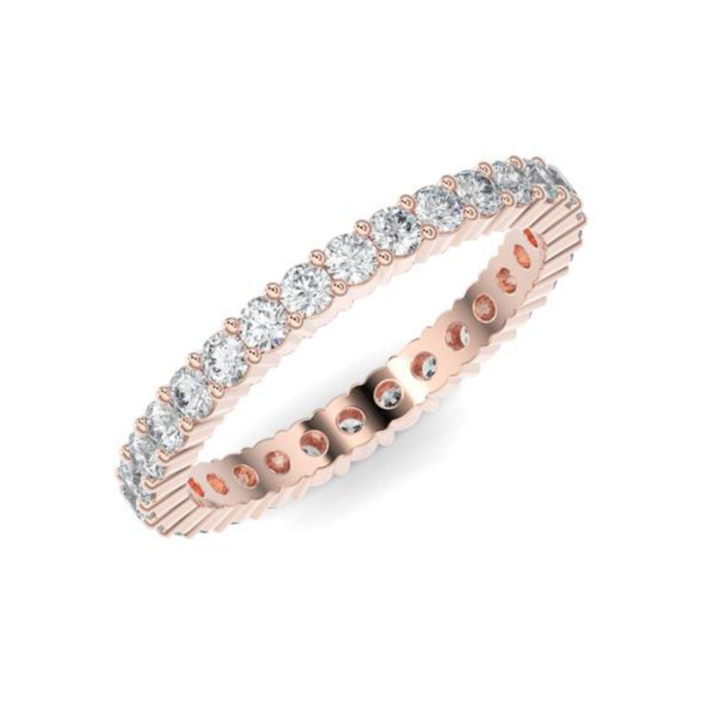 18K Rose Gold Round Eternity Lab Grown Diamond Wedding Band