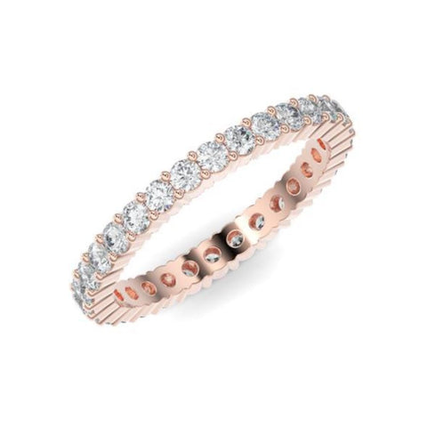 18K Rose Gold Round Eternity Lab Grown Diamond Wedding Band